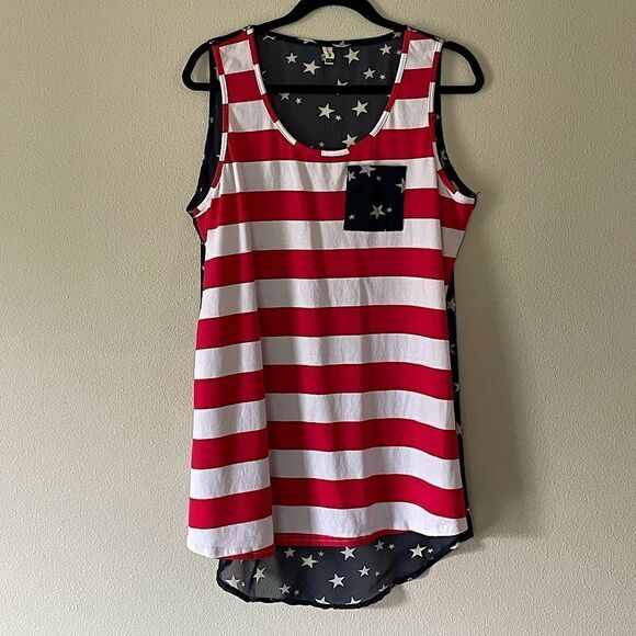 New! Avo Look, Red/White/Blue Sleeveless Top. Size 2XL. - Picture 1 of 3